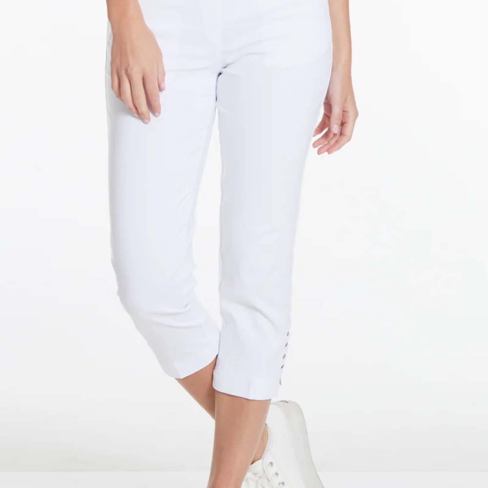 Slimsation by Multiples White Pull-On Cropped Pants Size 4 NWT Tummy Control